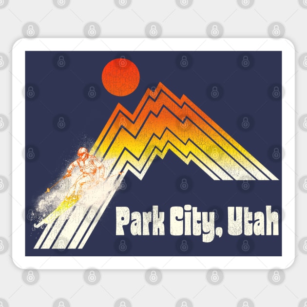 Park City Utah 70s/80s Retro Souvenir Style Skiing Sticker by darklordpug